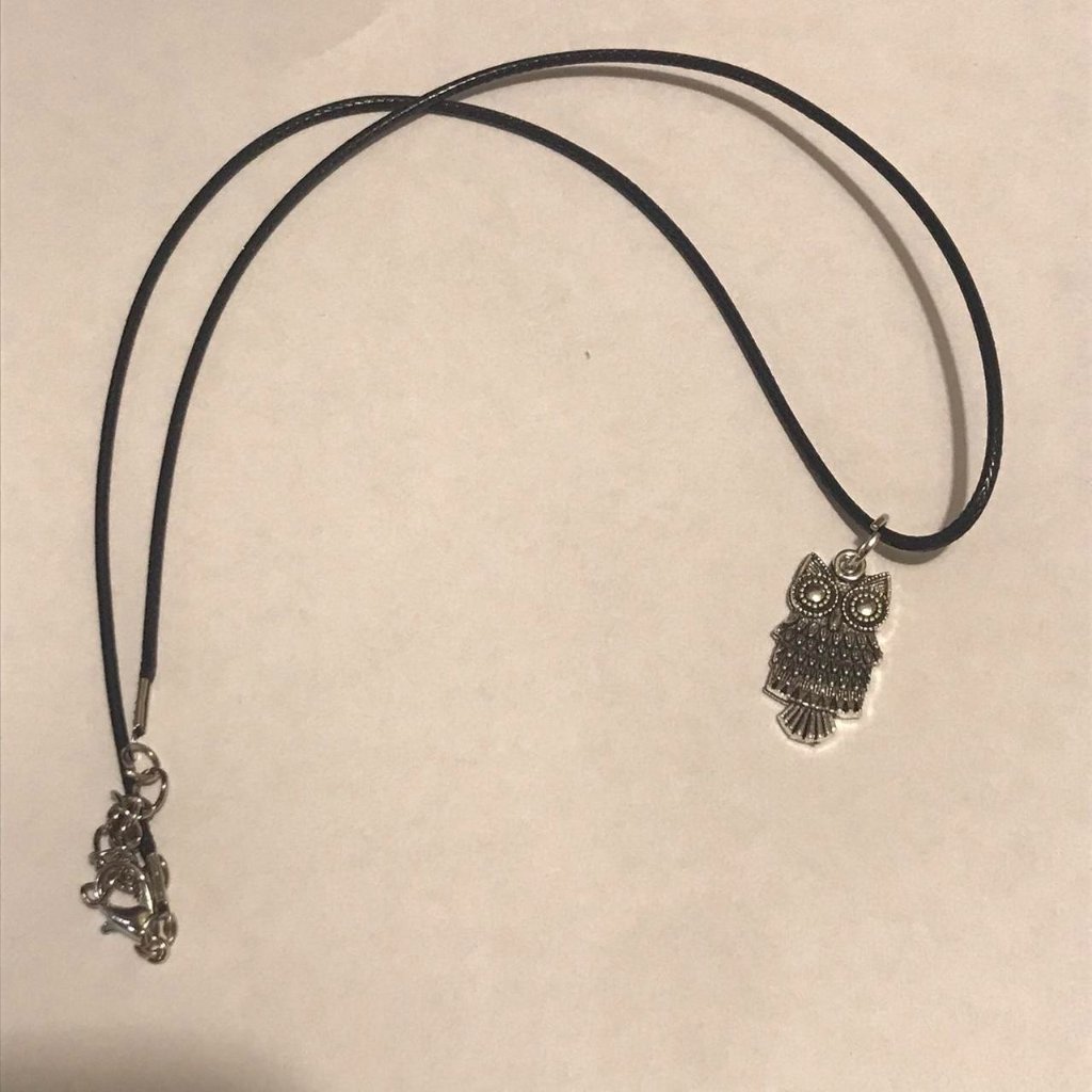 Silver 18 Inch Black Leather Rope Charm Fashion Necklace